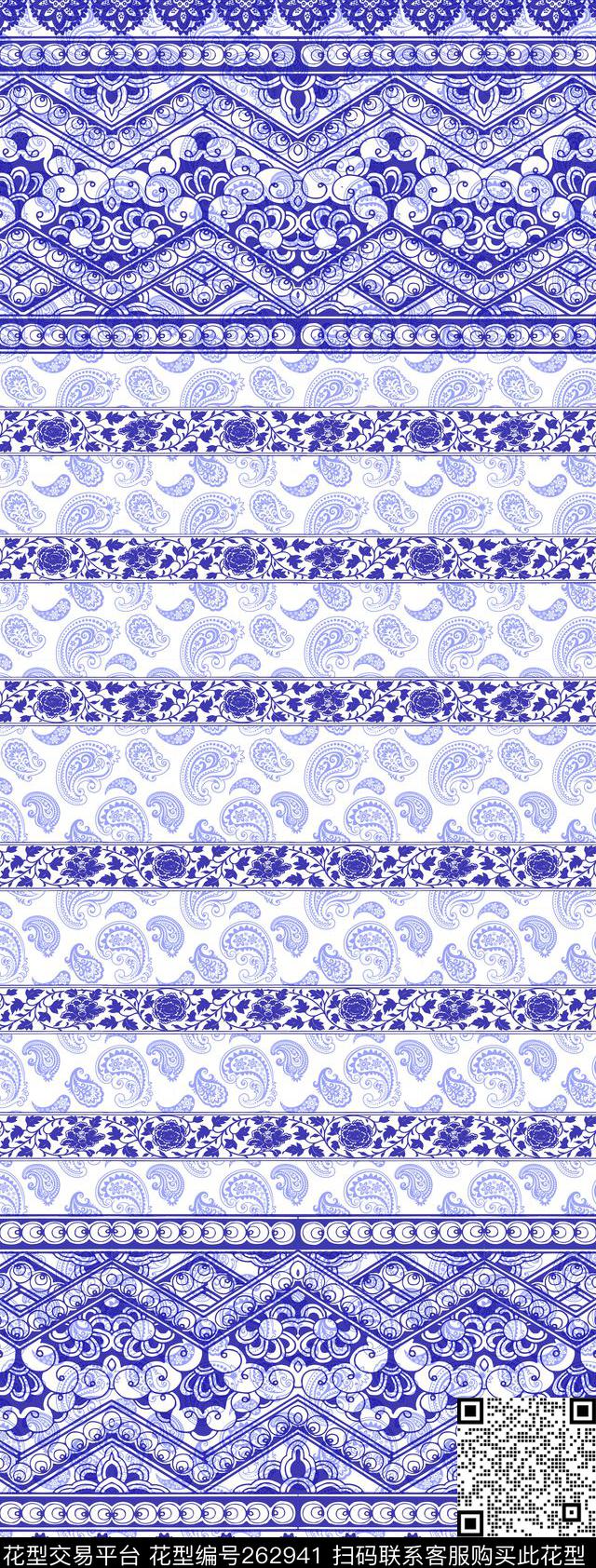 青花定位古韵传统印花华亿平台下载（图片编号: 262941） - 瓦栏（Walan）