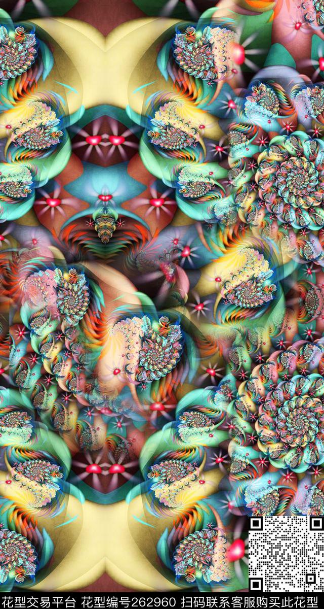 花卉古典复古数码印花华亿平台下载（图片编号: 262960） - 瓦栏（Walan）