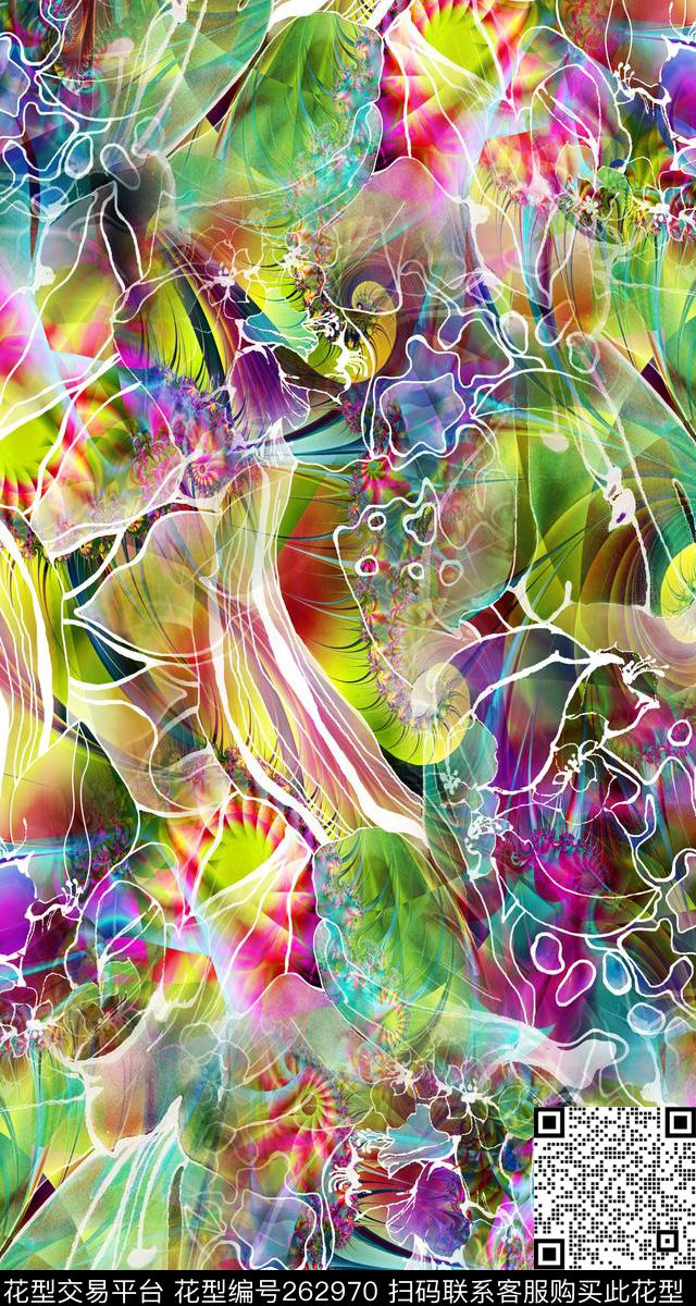花卉抽象炫彩数码印花华亿平台下载（图片编号: 262970） - 瓦栏（Walan）