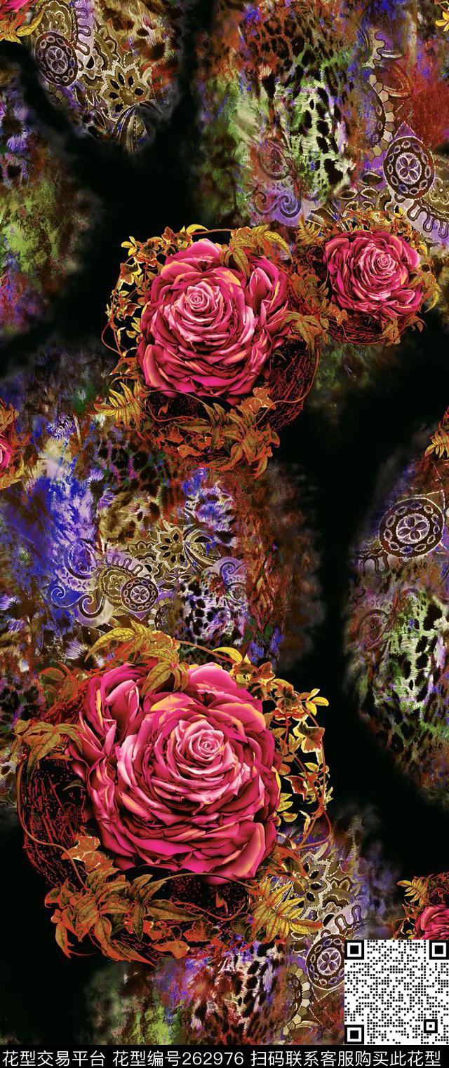 花卉豹纹高贵数码印花华亿平台下载（图片编号: 262976） - 瓦栏（Walan）