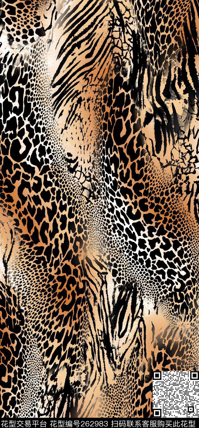 豹纹虎皮时尚数码印花华亿平台下载（图片编号: 262983） - 瓦栏（Walan）