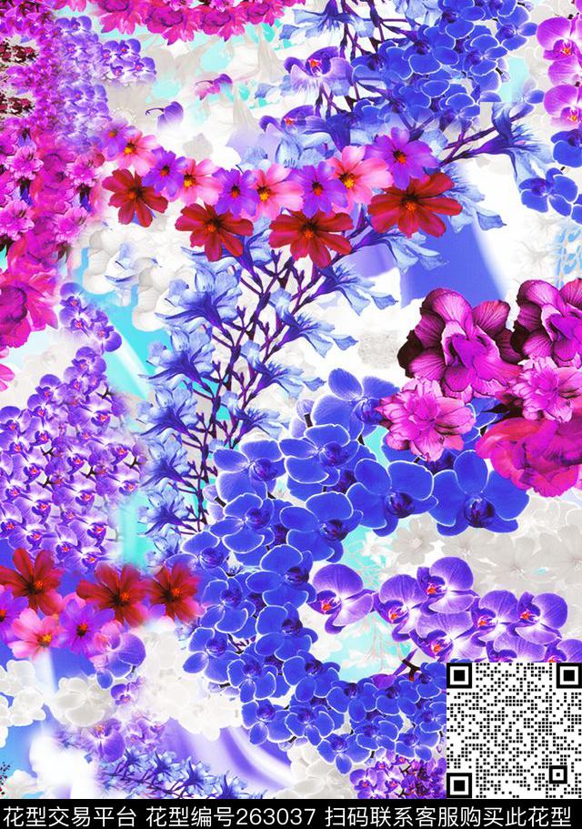 花卉明丽热带数码印花华亿平台下载（图片编号: 263037） - 瓦栏（Walan）