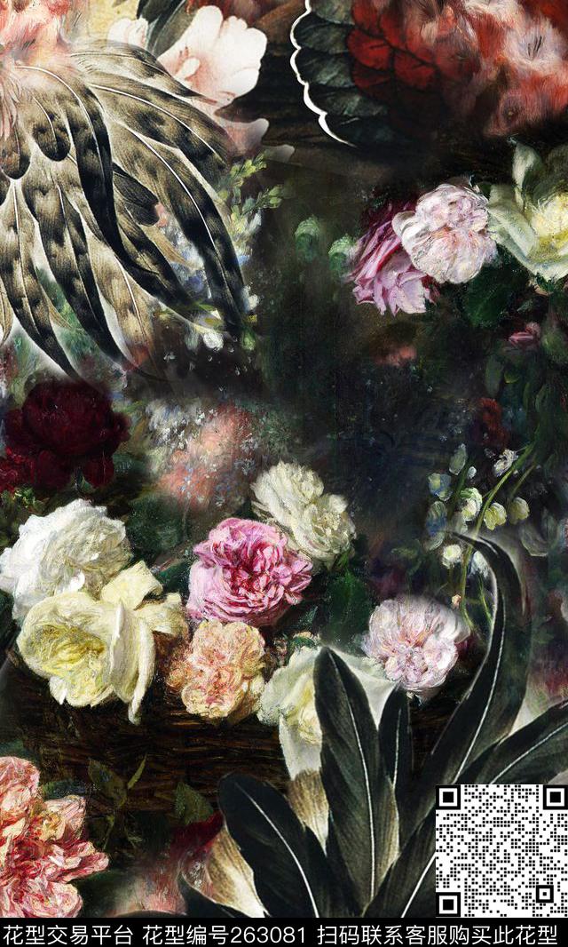富贵古典花卉数码印花华亿平台下载（图片编号: 263081） - 瓦栏（Walan）