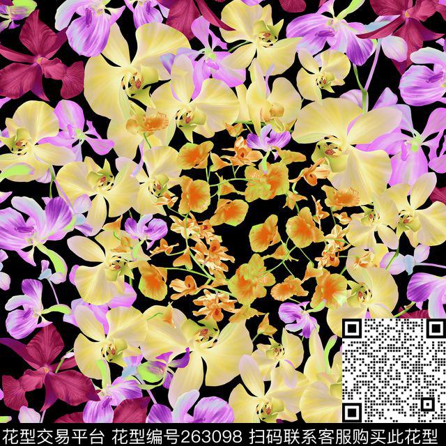 蝴蝶花满版明丽数码印花华亿平台下载（图片编号: 263098） - 瓦栏（Walan）