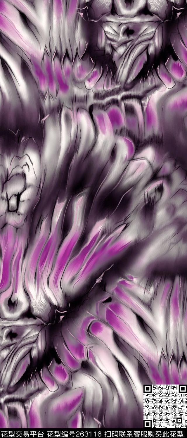 羽毛抽象夸张数码印花华亿平台下载（图片编号: 263116） - 瓦栏（Walan）