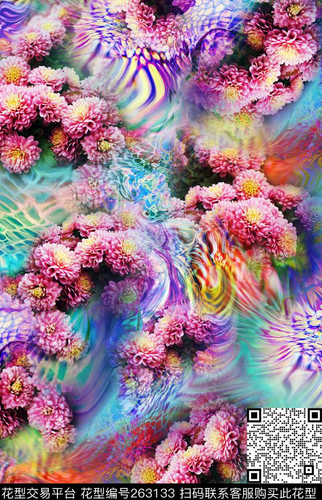花卉烂漫梦幻数码印花华亿平台下载（图片编号: 263133） - 瓦栏（Walan）