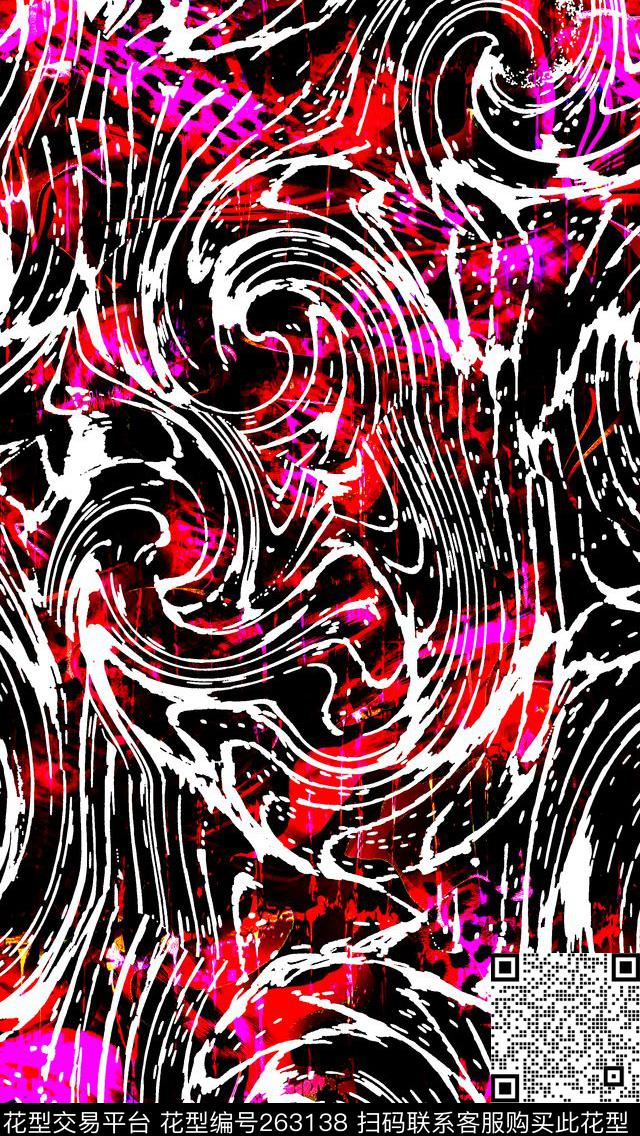 豹纹线条抽象数码印花华亿平台下载（图片编号: 263138） - 瓦栏（Walan）