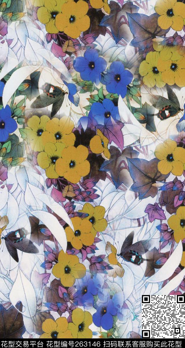 花卉田园明丽数码印花华亿平台下载（图片编号: 263146） - 瓦栏（Walan）