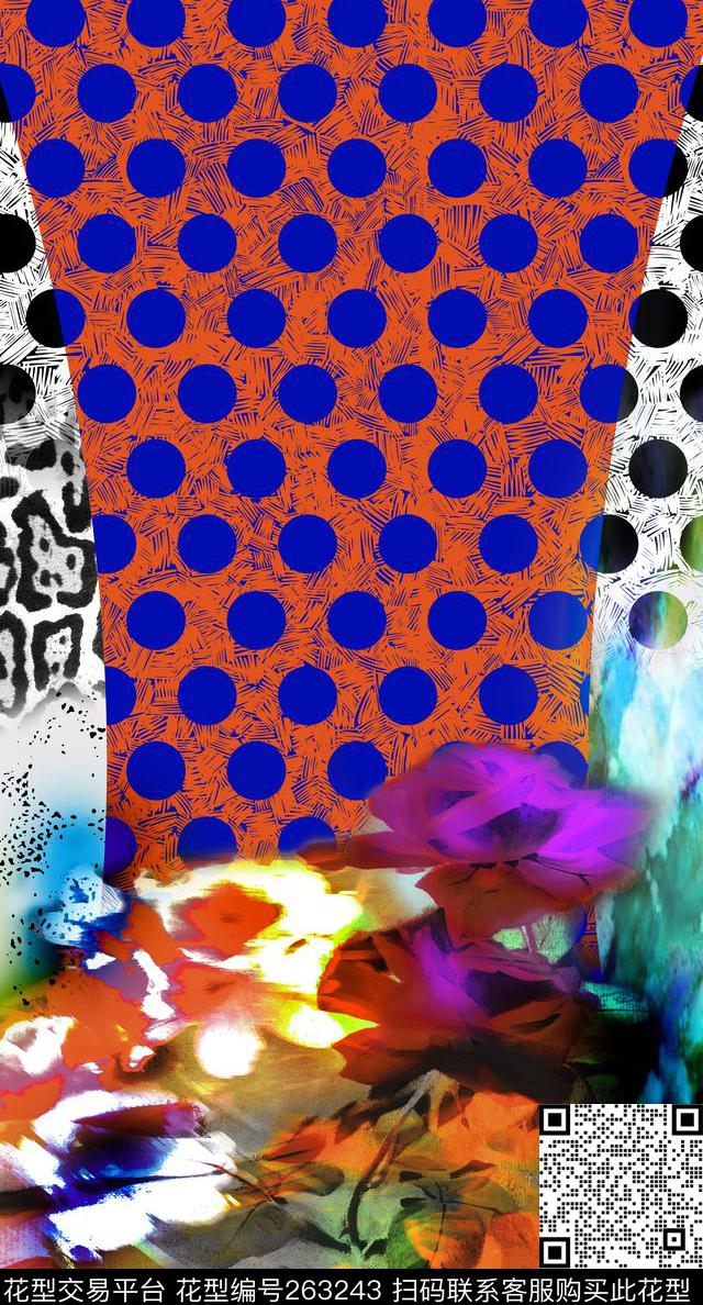 花卉圆点定位数码印花华亿平台下载（图片编号: 263243） - 瓦栏（Walan）