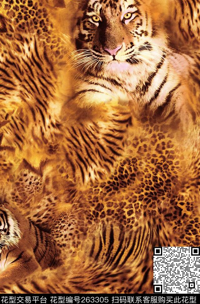 虎皮豹纹数码印花华亿平台下载（图片编号: 263305） - 瓦栏（Walan）
