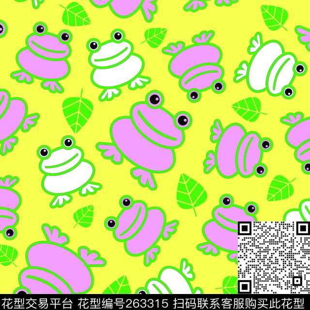 青蛙卡通树叶传统印花华亿平台下载（图片编号: 263315） - 瓦栏（Walan）