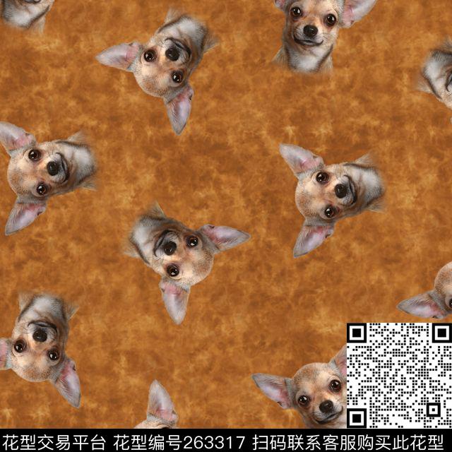 狗头卡通可爱传统印花华亿平台下载（图片编号: 263317） - 瓦栏（Walan）