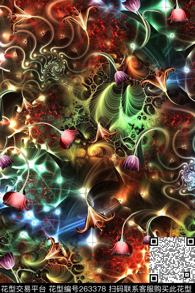 花卉华丽高贵数码印花华亿平台下载（图片编号: 263378） - 瓦栏（Walan）