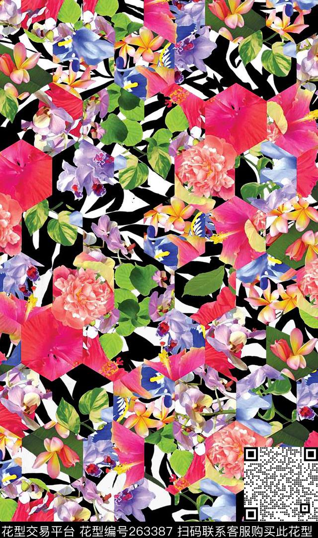 花卉植物明丽数码印花华亿平台下载（图片编号: 263387） - 瓦栏（Walan）