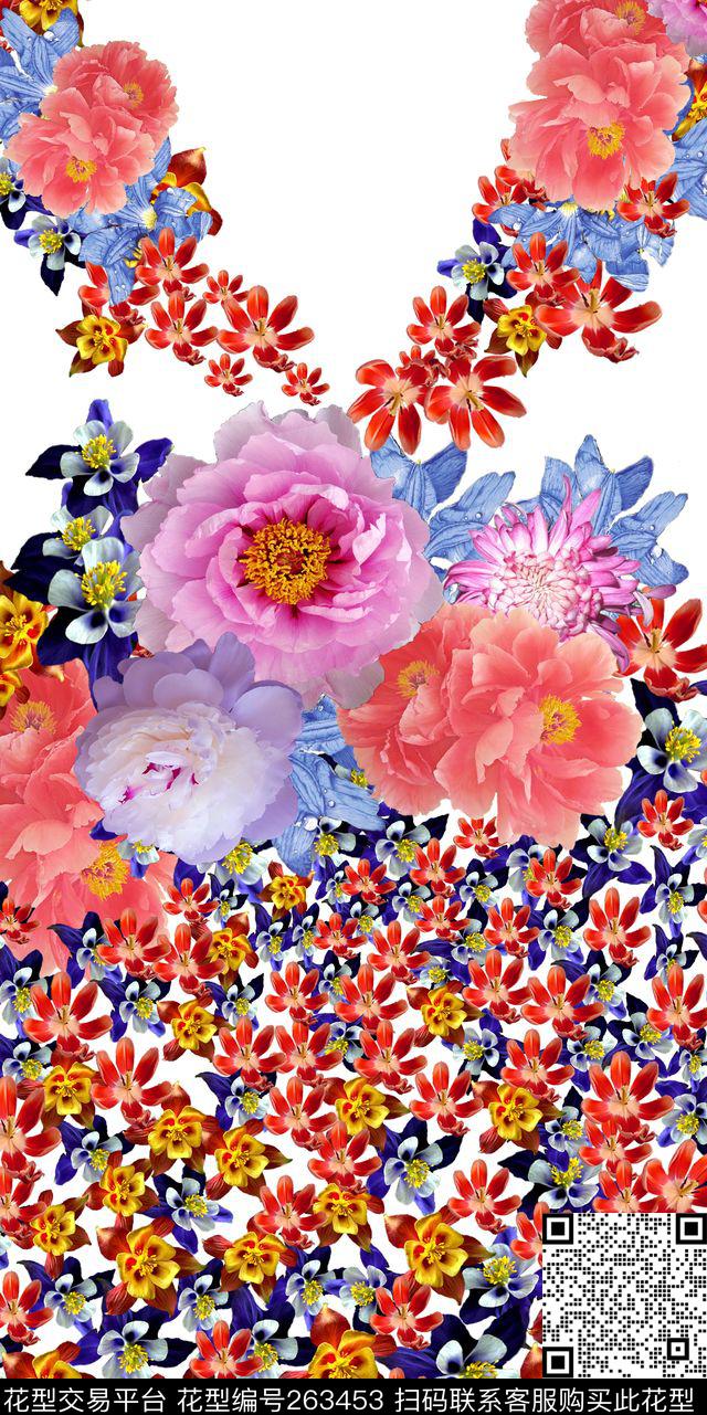 花卉定位写实数码印花华亿平台下载（图片编号: 263453） - 瓦栏（Walan）