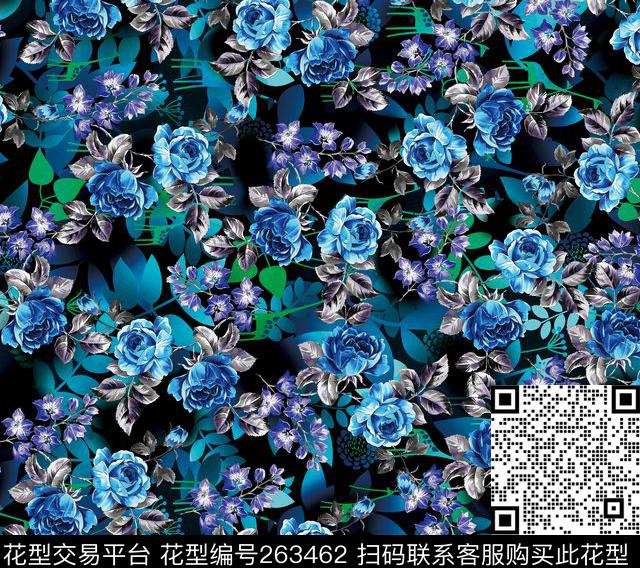 花卉淡雅高贵数码印花华亿平台下载（图片编号: 263462） - 瓦栏（Walan）