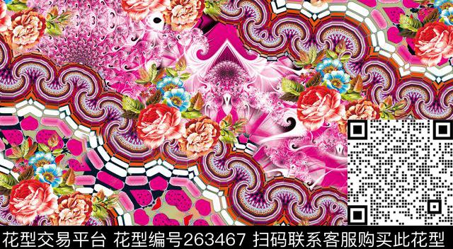 花卉欧式组合数码印花华亿平台下载（图片编号: 263467） - 瓦栏（Walan）