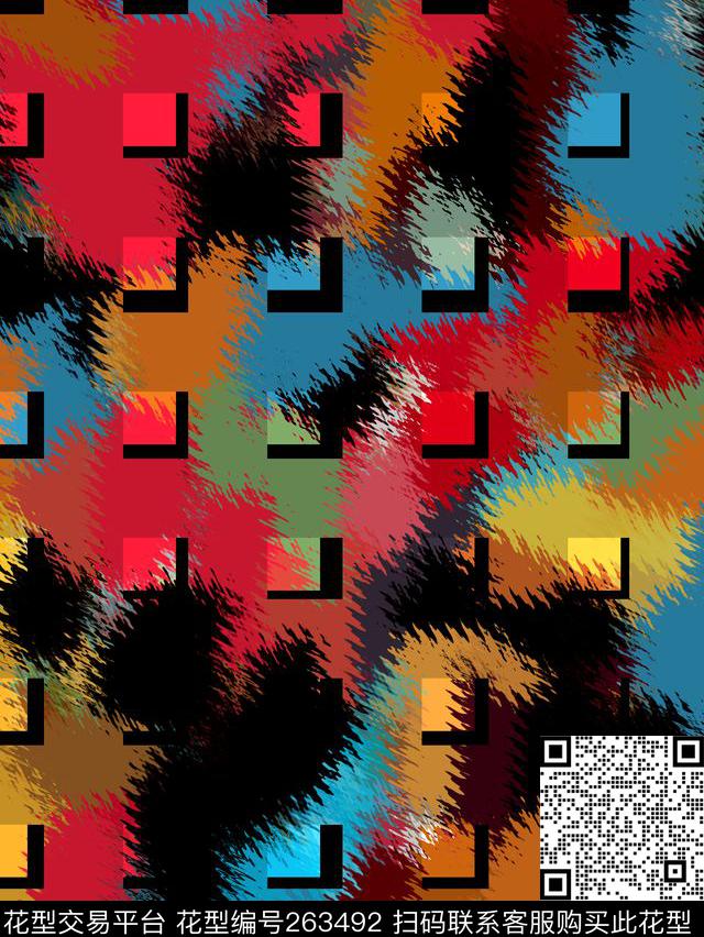 格子立体迷彩数码印花华亿平台下载（图片编号: 263492） - 瓦栏（Walan）