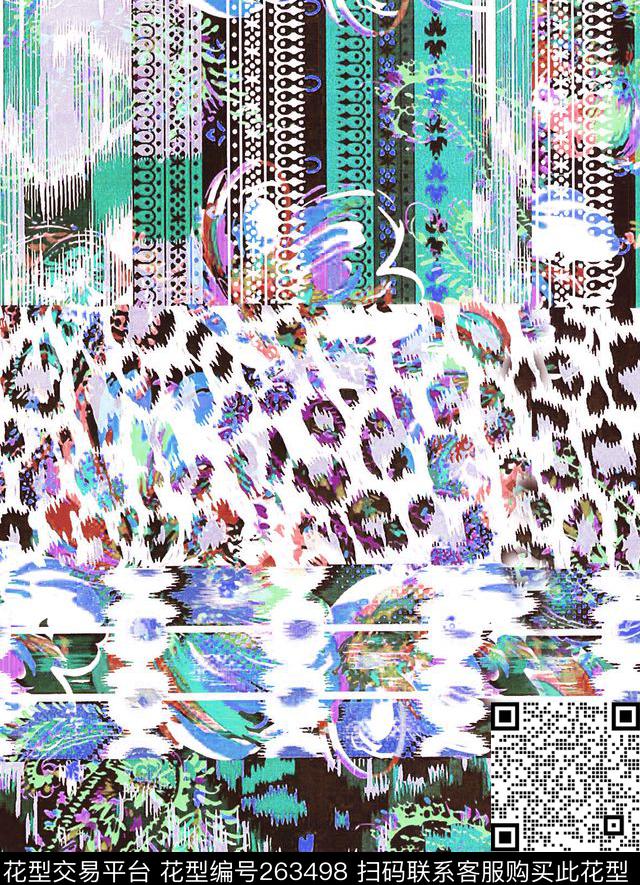 豹纹抽象条纹数码印花华亿平台下载（图片编号: 263498） - 瓦栏（Walan）