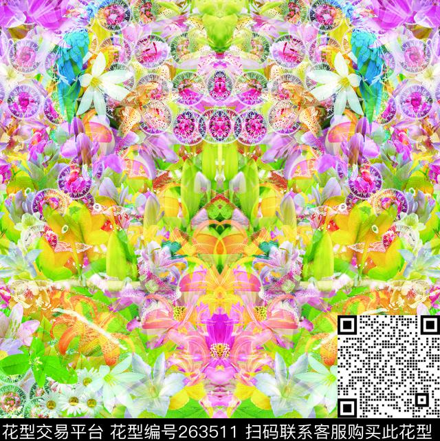 花卉鸟层次数码印花华亿平台下载（图片编号: 263511） - 瓦栏（Walan）