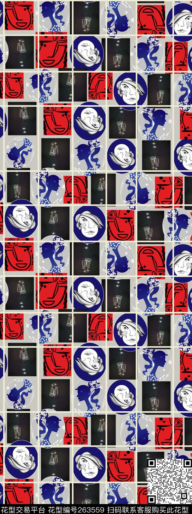 格子经典线条传统印花华亿平台下载（图片编号: 263559） - 瓦栏（Walan）