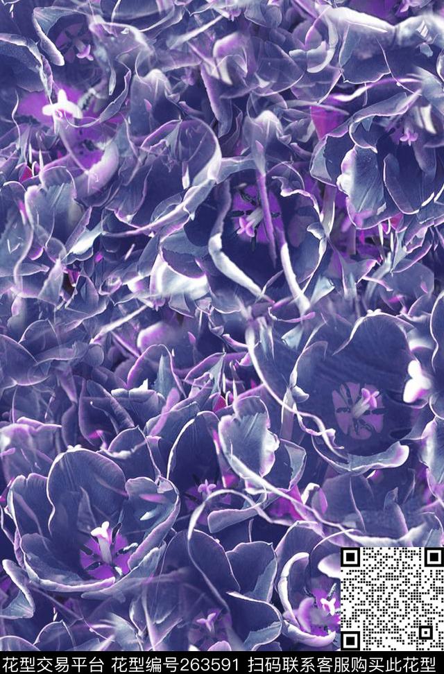 花卉复叠素雅数码印花华亿平台下载（图片编号: 263591） - 瓦栏（Walan）