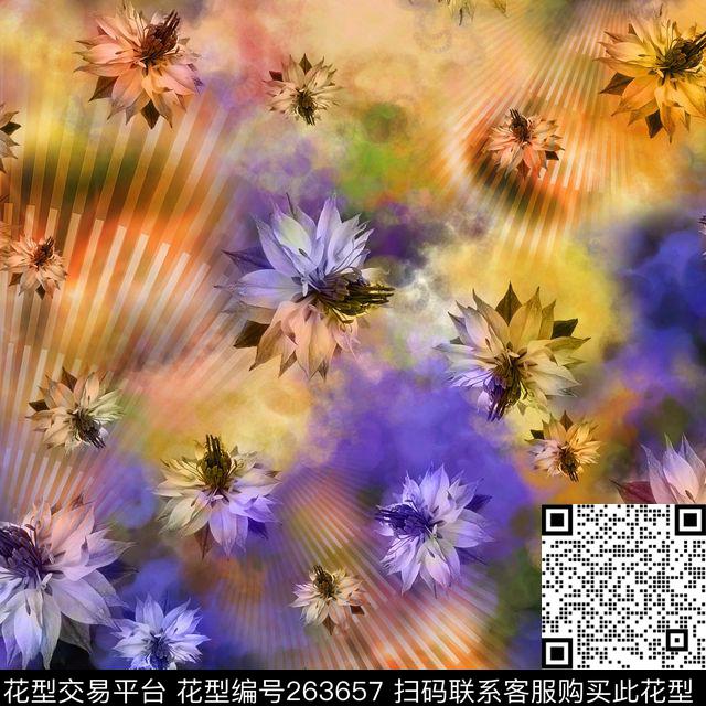 花卉光影梦幻数码印花华亿平台下载（图片编号: 263657） - 瓦栏（Walan）