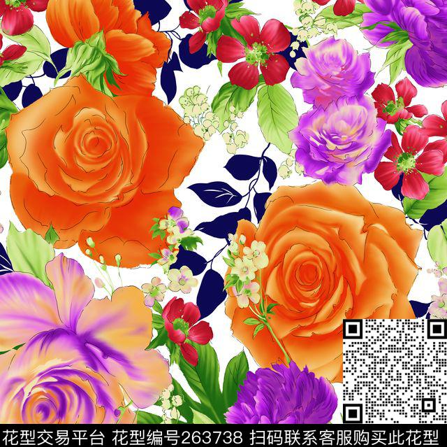 花卉玫瑰方巾传统印花华亿平台下载（图片编号: 263738） - 瓦栏（Walan）