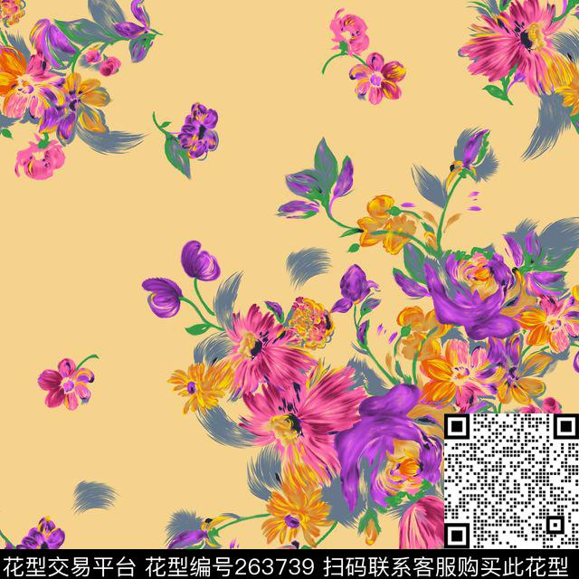 花卉方巾高贵传统印花华亿平台下载（图片编号: 263739） - 瓦栏（Walan）