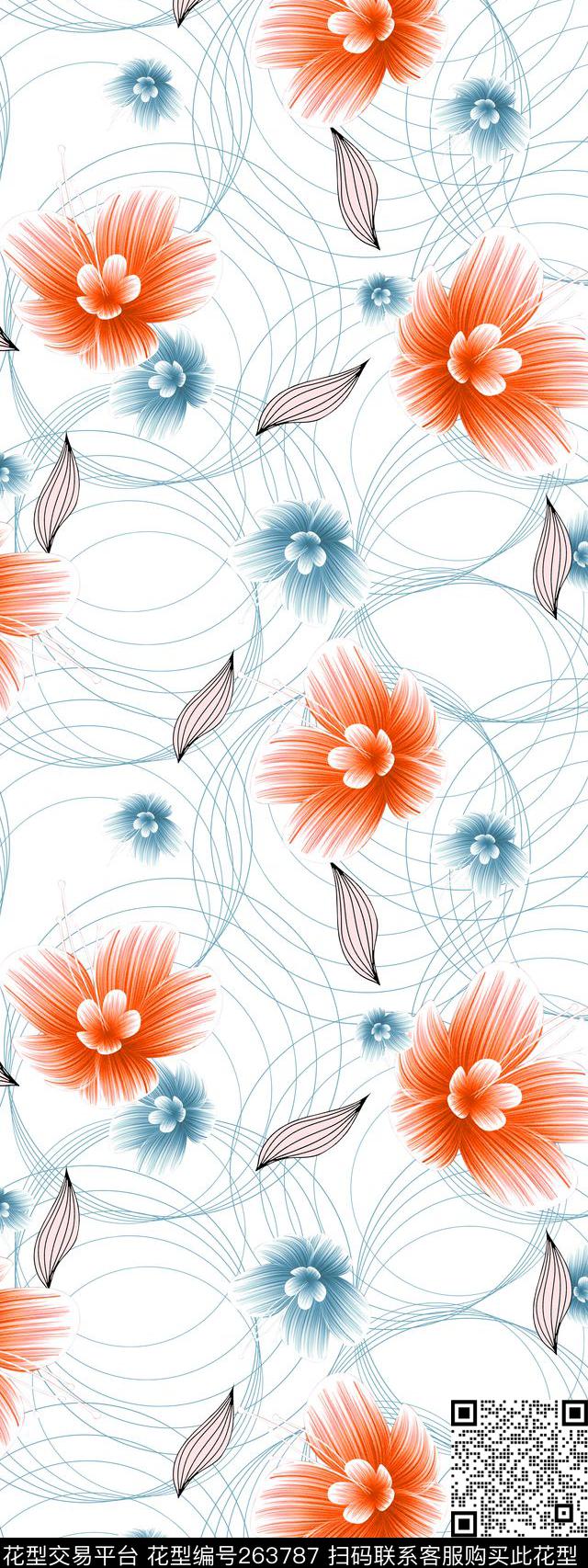 花卉树叶淡雅传统印花华亿平台下载（图片编号: 263787） - 瓦栏（Walan）