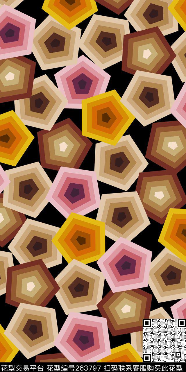 几何五边形渐变传统印花华亿平台下载（图片编号: 263797） - 瓦栏（Walan）