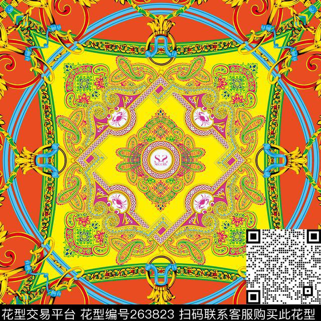 方巾欧式富丽数码印花华亿平台下载（图片编号: 263823） - 瓦栏（Walan）