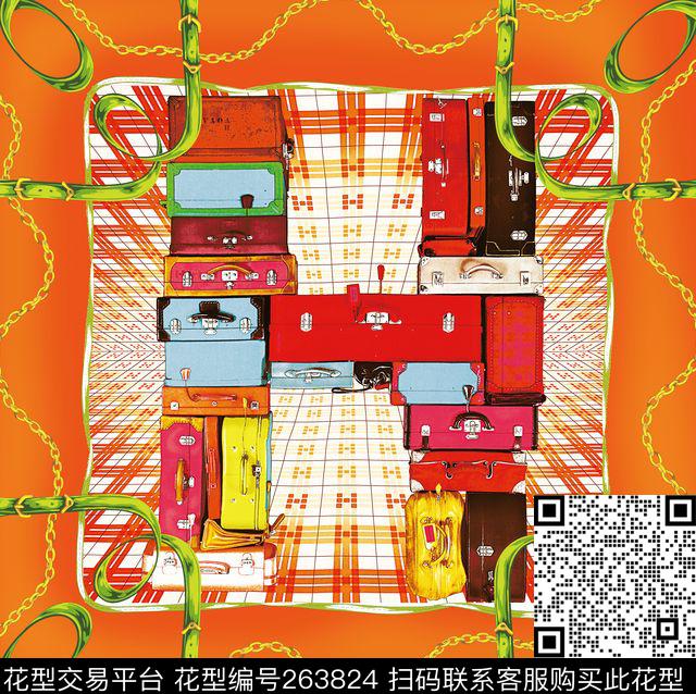 方巾链条格子数码印花华亿平台下载（图片编号: 263824） - 瓦栏（Walan）