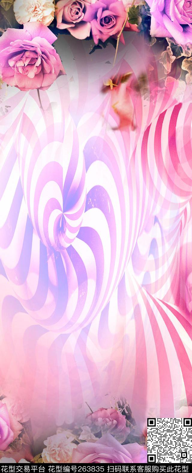 玫瑰波普风温馨数码印花华亿平台下载（图片编号: 263835） - 瓦栏（Walan）