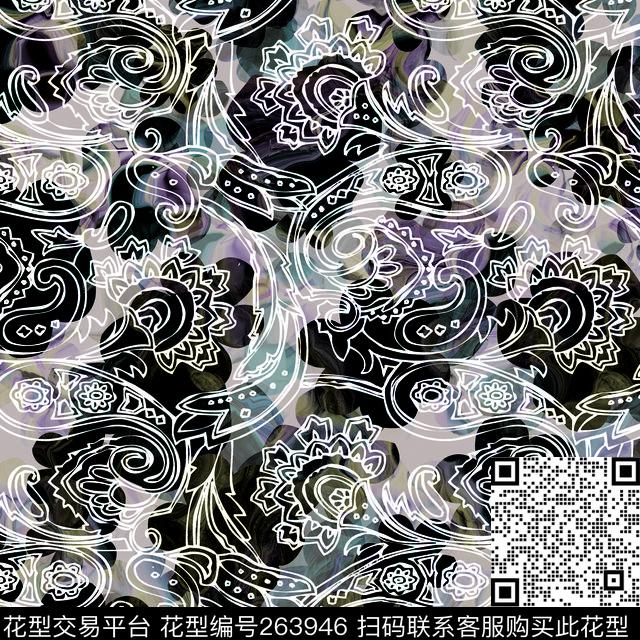 佩兹利传统欧式数码印花华亿平台下载（图片编号: 263946） - 瓦栏（Walan）