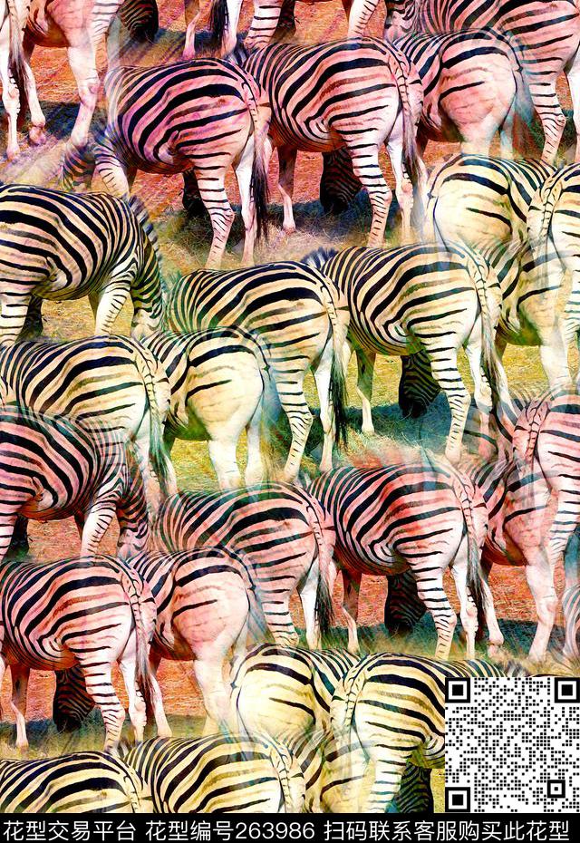 斑马纹彩色复叠数码印花华亿平台下载（图片编号: 263986） - 瓦栏（Walan）