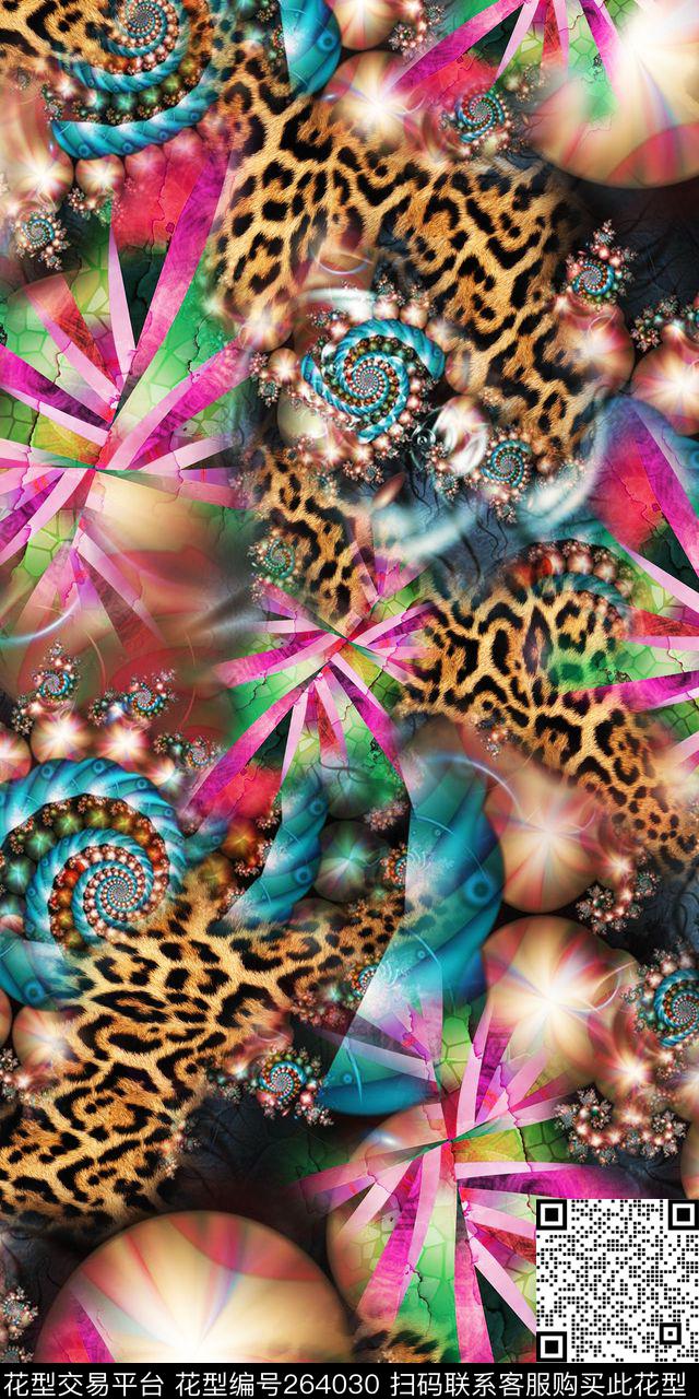 分形图案迷幻动物纹数码印花华亿平台下载（图片编号: 264030） - 瓦栏（Walan）