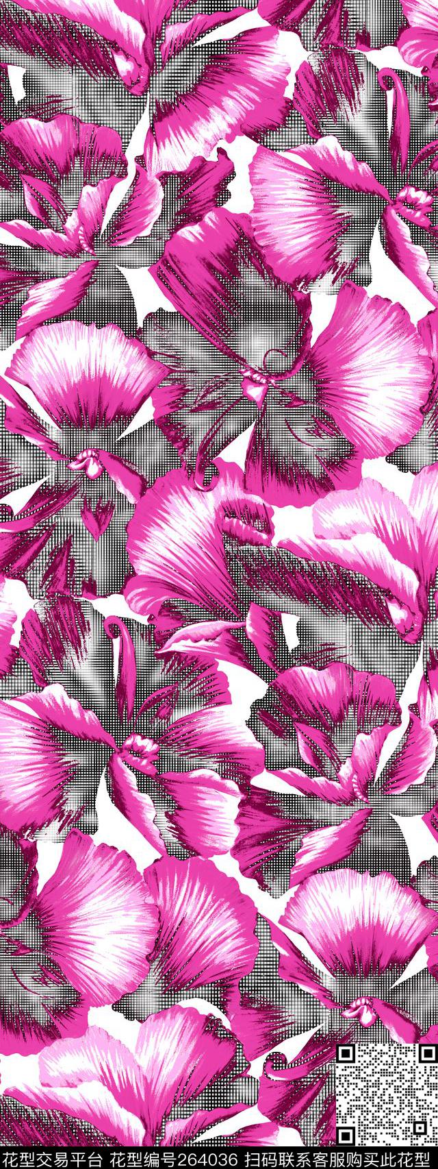 大花花朵满底传统印花华亿平台下载（图片编号: 264036） - 瓦栏（Walan）