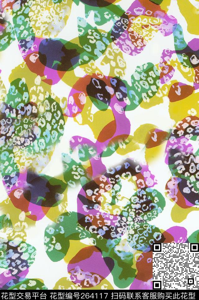 色块彩色动物纹迷彩效果数码印花华亿平台下载（图片编号: 264117） - 瓦栏（Walan）