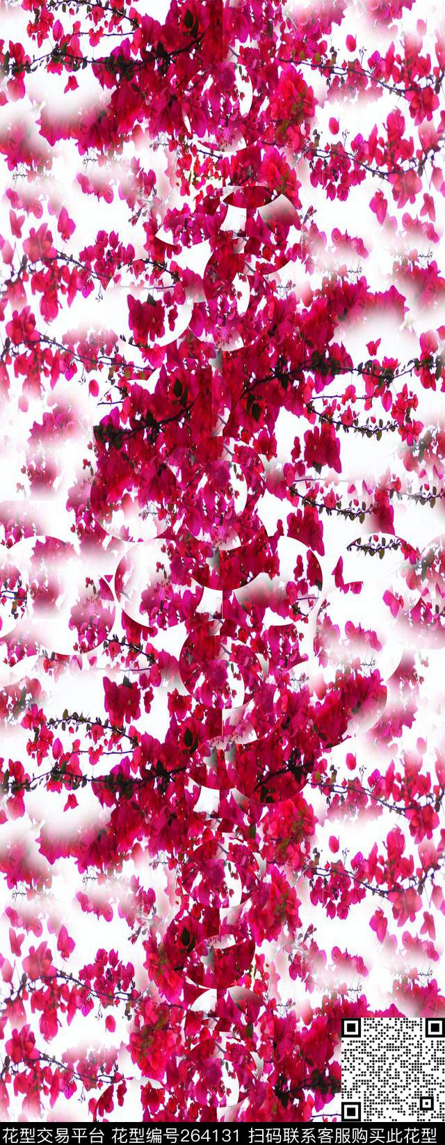 花卉植物红色调数码印花华亿平台下载（图片编号: 264131） - 瓦栏（Walan）