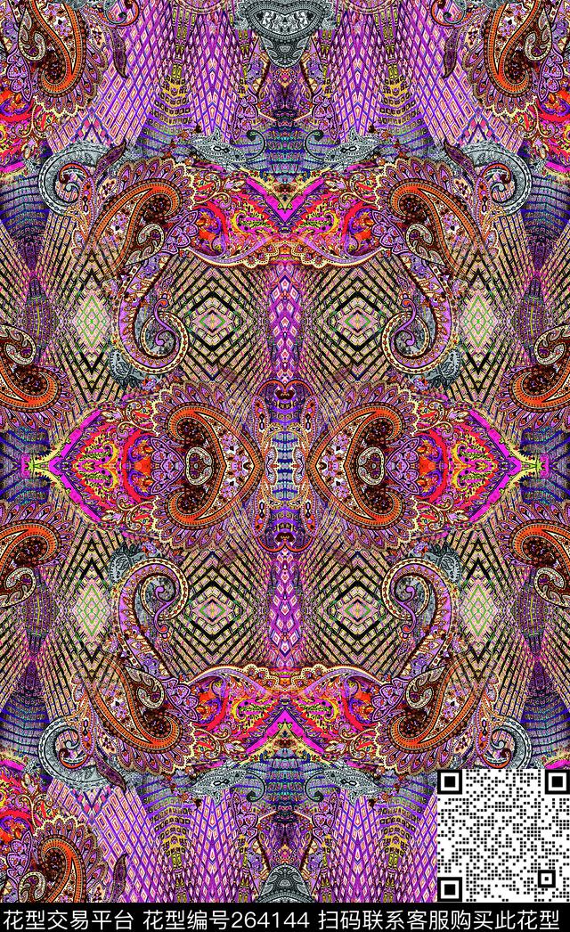 民族风部落传统花纹数码印花华亿平台下载（图片编号: 264144） - 瓦栏（Walan）