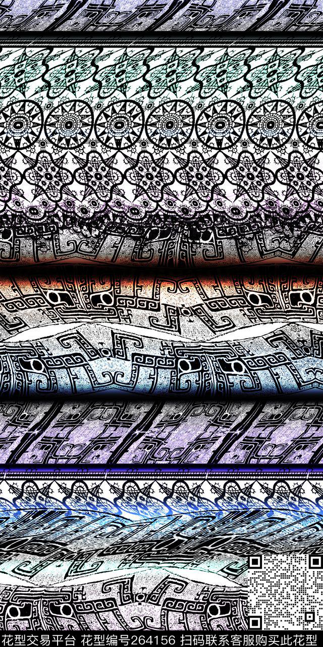 民族风古典条状数码印花华亿平台下载（图片编号: 264156） - 瓦栏（Walan）