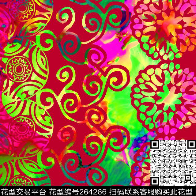 民族风艳丽彩色传统印花华亿平台下载（图片编号: 264266） - 瓦栏（Walan）