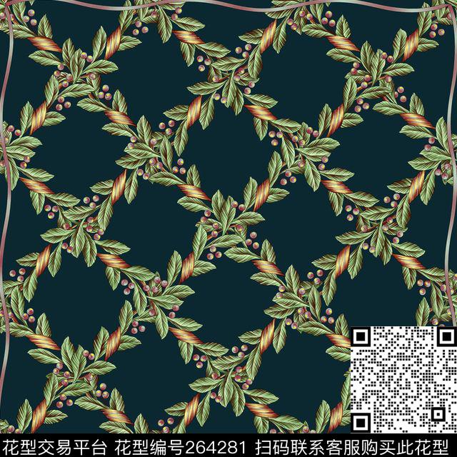 植物手绘叶子树叶数码印花华亿平台下载（图片编号: 264281） - 瓦栏（Walan）