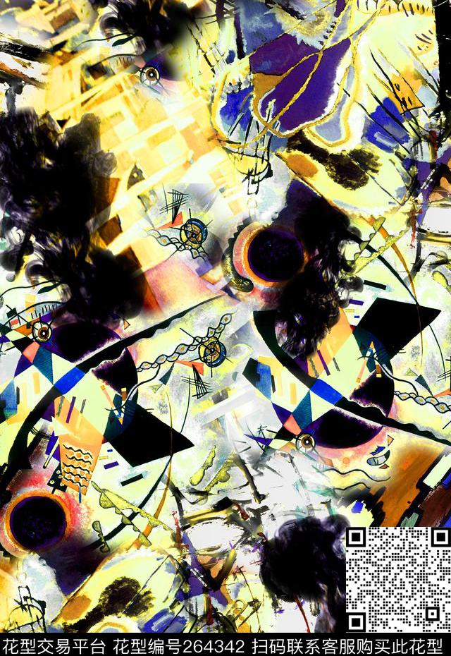 抽象数码印花华亿平台下载（图片编号: 264342） - 瓦栏（Walan）