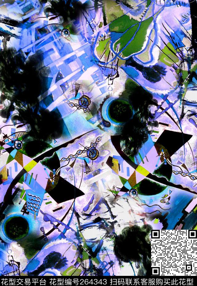 抽象数码印花华亿平台下载（图片编号: 264343） - 瓦栏（Walan）