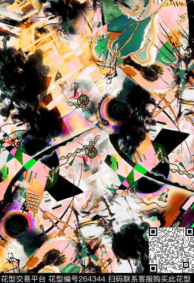 抽象数码印花华亿平台下载（图片编号: 264344） - 瓦栏（Walan）