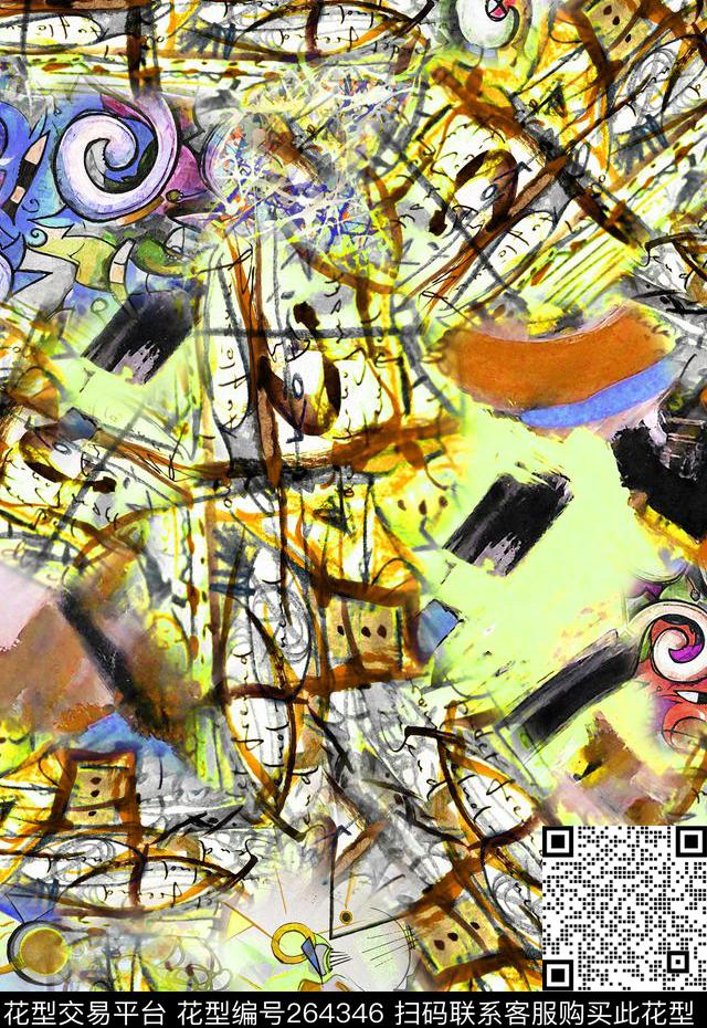 抽象数码印花华亿平台下载（图片编号: 264346） - 瓦栏（Walan）