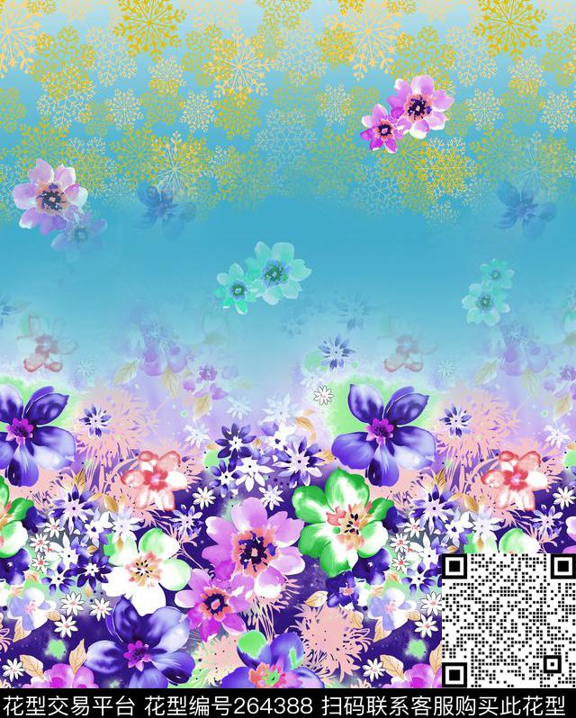 定位图案花卉花海数码印花华亿平台下载（图片编号: 264388） - 瓦栏（Walan）