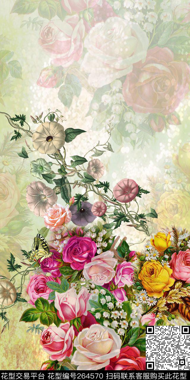 定位花卉植物数码印花华亿平台下载（图片编号: 264570） - 瓦栏（Walan）